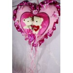 Beautiful Pink Plush Heart with Valentine Love Couple Teddy Bears